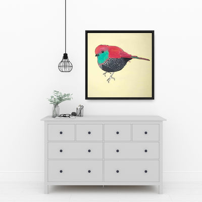 Little Purple Bird Illustration, Fine art gallery wrapped canvas 36x36