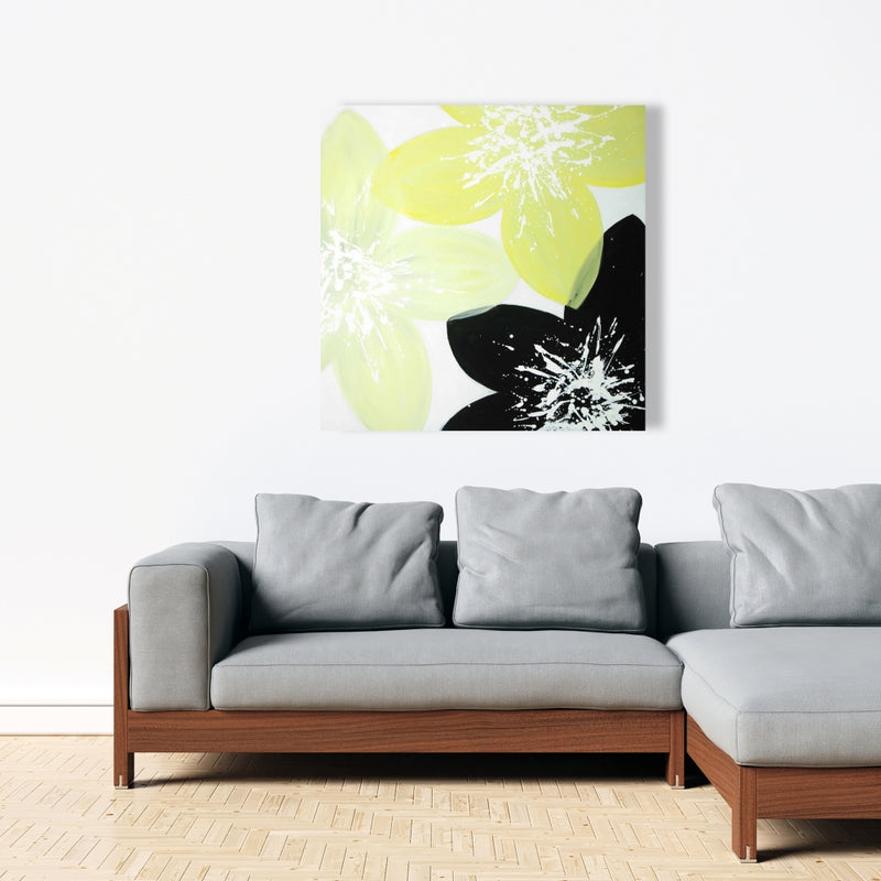 Yellow Flowers With White Center, Fine art gallery wrapped canvas 36x36
