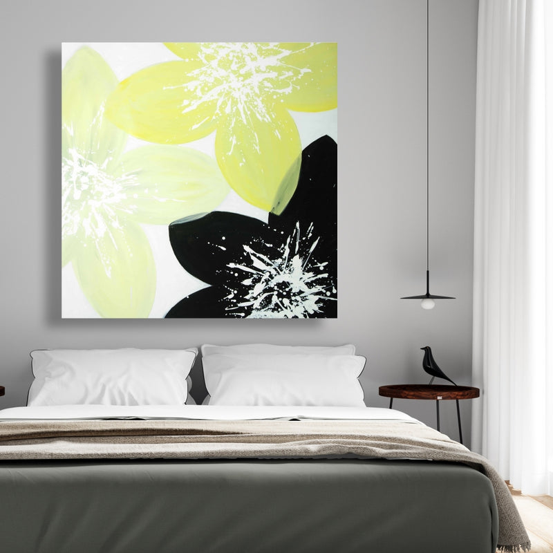 Yellow Flowers With White Center, Fine art gallery wrapped canvas 36x36