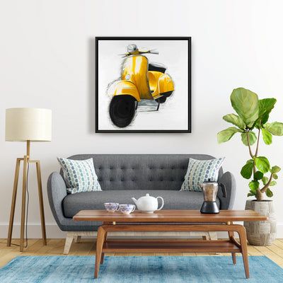 Yellow Italian Scooter, Fine art gallery wrapped canvas 24x36