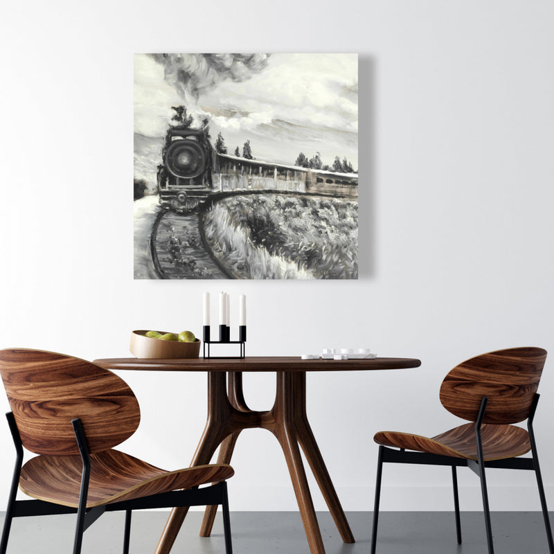 Steam Engine Train, Fine art gallery wrapped canvas 16x48