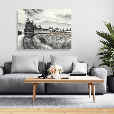 Steam Engine Train, Fine art gallery wrapped canvas 16x48