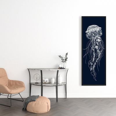 Detailed Jellyfish Illustration, Fine art gallery wrapped canvas 16x48