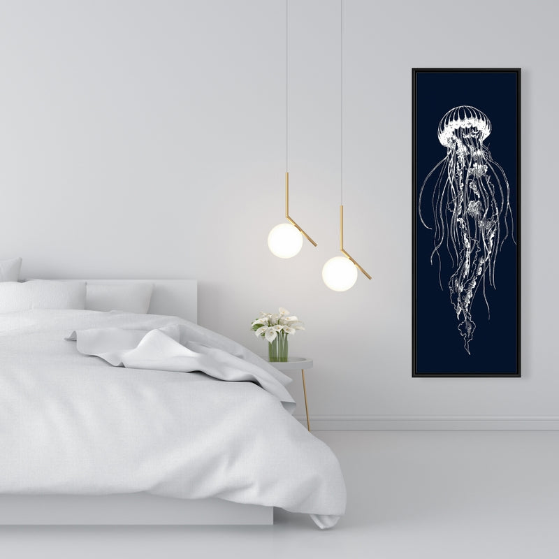 White Jellyfish Illustration, Fine art gallery wrapped canvas 16x48