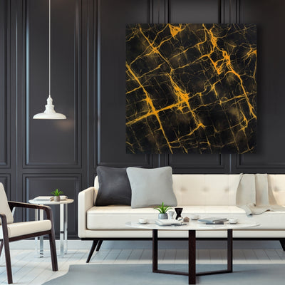 Black And Gold Marble, Fine art gallery wrapped canvas 16x48