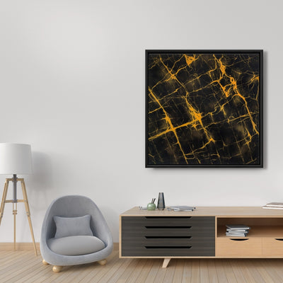 Black And Gold Marble, Fine art gallery wrapped canvas 16x48