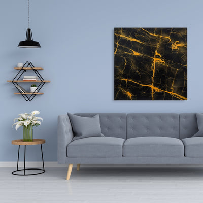 Black And Gold Marble Texture, Fine art gallery wrapped canvas 16x48