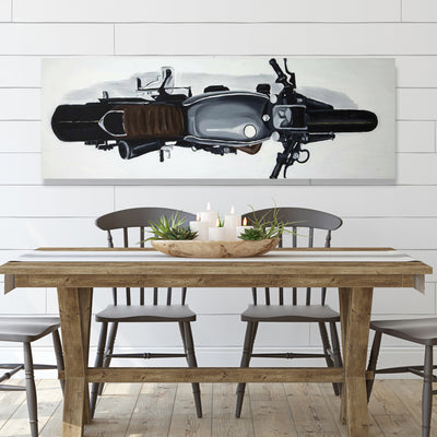 Overhead View Of A Motorbike, Fine art gallery wrapped canvas 16x48