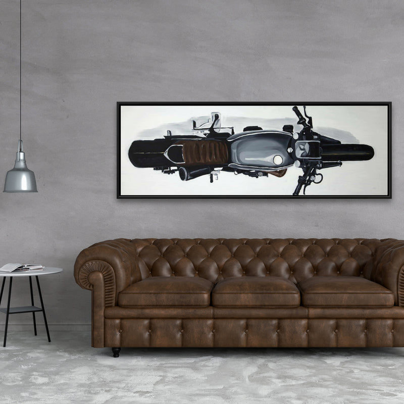 Overhead View Of A Motorbike, Fine art gallery wrapped canvas 16x48