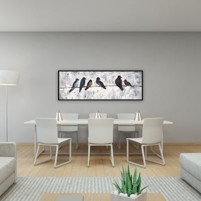 Colorful Birds On Branches, Fine art gallery wrapped canvas 16x48