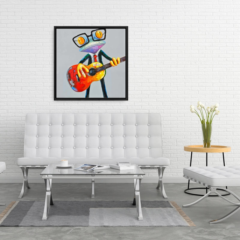 Funny Frog Playing Guitar, Fine art gallery wrapped canvas 24x36