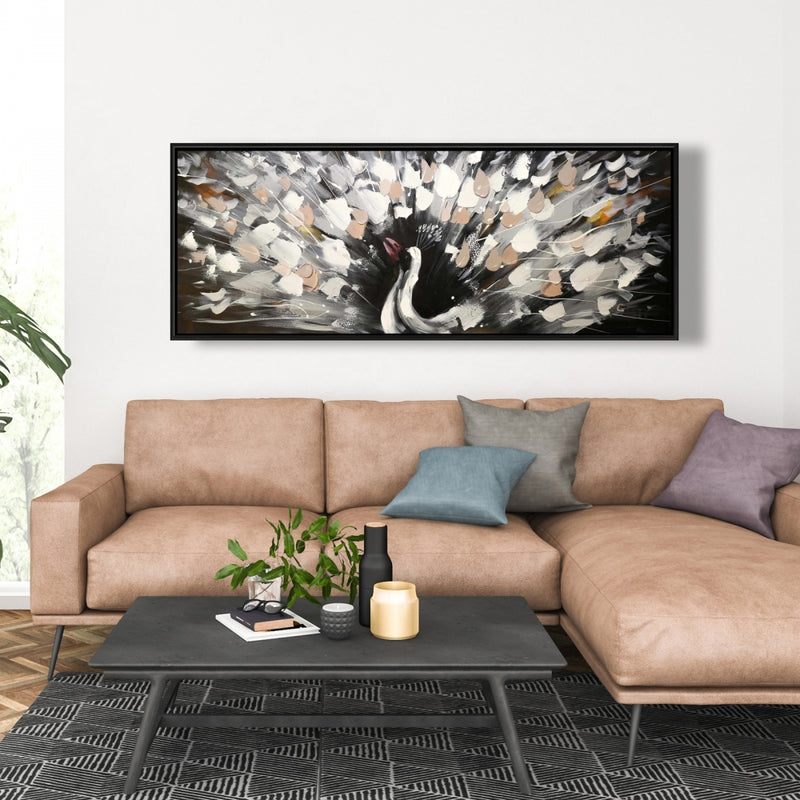 Spotted Abstract Peacock, Fine art gallery wrapped canvas 16x48