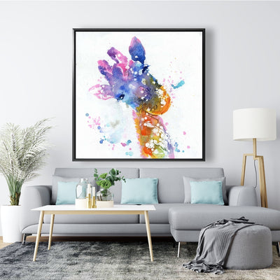 Abstract Giraffe With Color Splash, Fine art gallery wrapped canvas 24x36