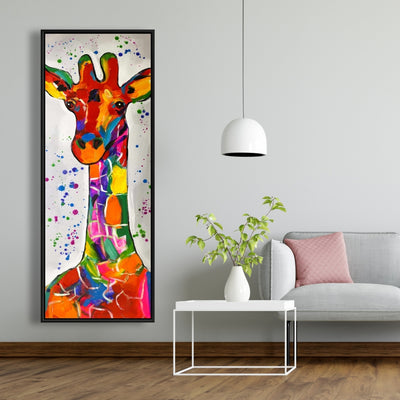 Abstract Colorful Giraffe With Paint Splash, Fine art gallery wrapped canvas 16x48