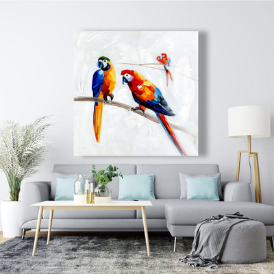 Parrots On A Branch, Fine art gallery wrapped canvas 24x36
