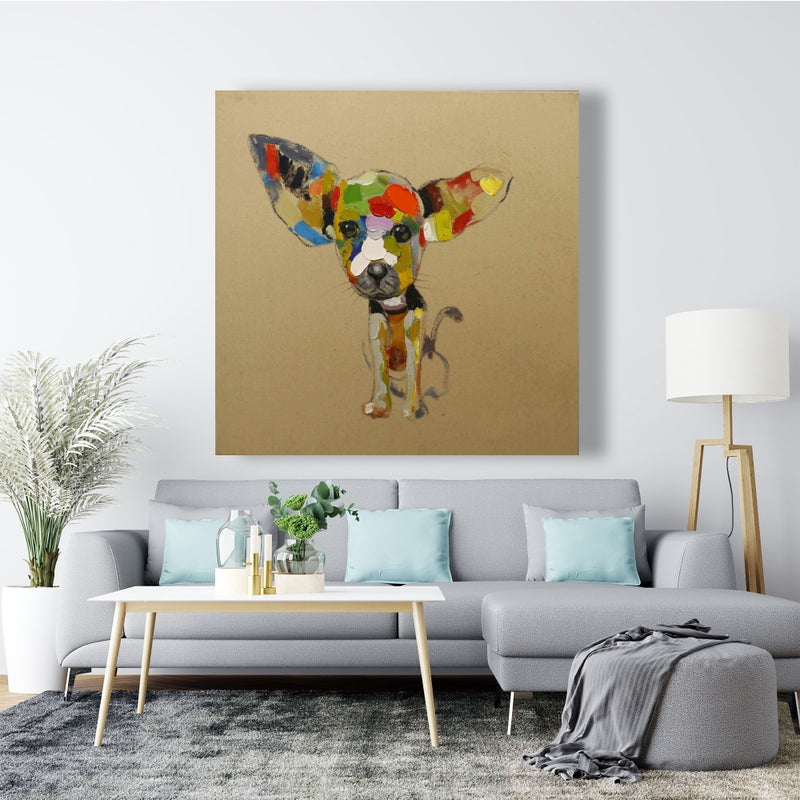 Abstract Colorful Chihuahua, Fine art gallery wrapped canvas 36x36