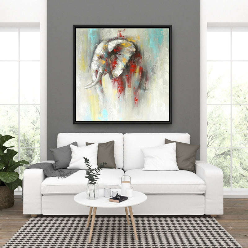 Abstract Paint Splash Elephant, Fine art gallery wrapped canvas 24x36