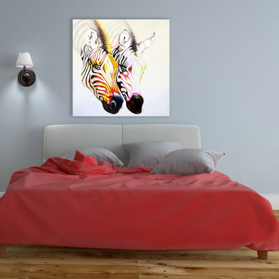 Couple Of Colorful Zebras, Fine art gallery wrapped canvas 36x36