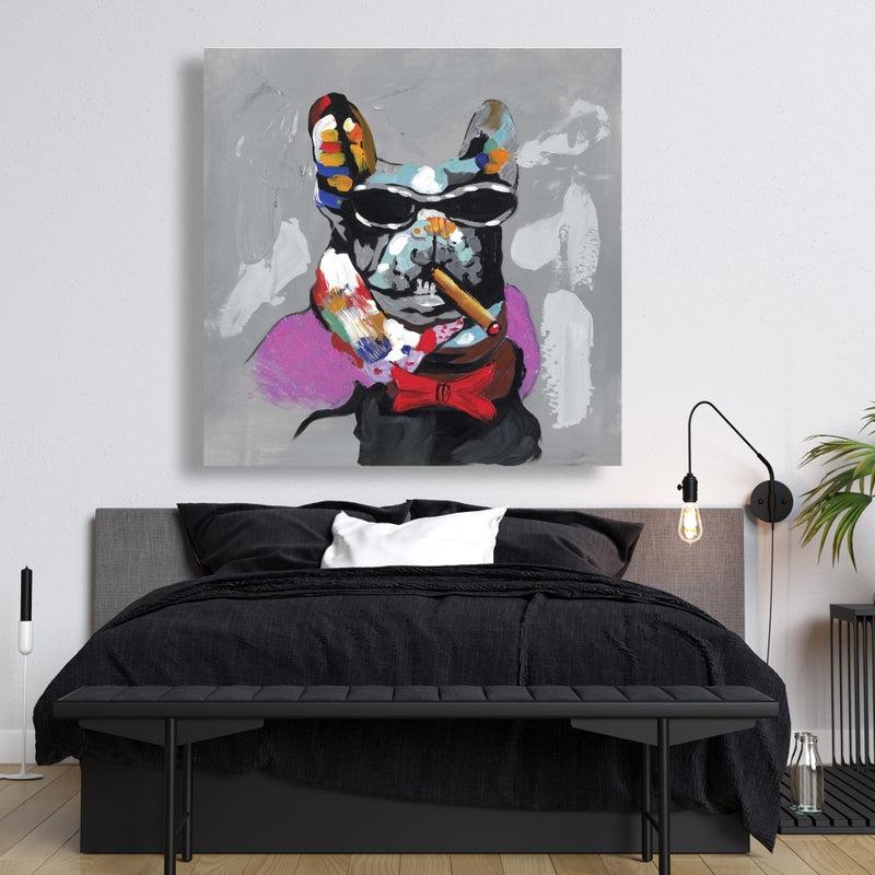 Abstract Bulldog With Cigar, Fine art gallery wrapped canvas 24x36