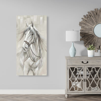 Worthy White Horse, Fine art gallery wrapped canvas 16x48