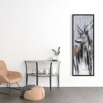 Deer In The Forest By A Rainy Day, Fine art gallery wrapped canvas 16x48