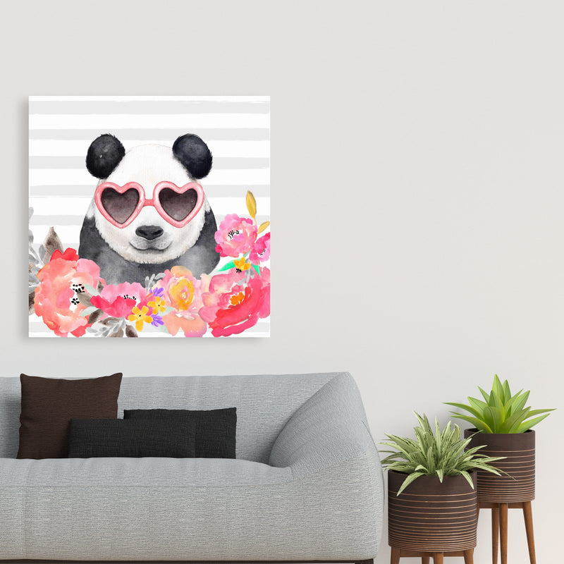 Panda With Heart-Shaped Glasses, Fine art gallery wrapped canvas 36x36