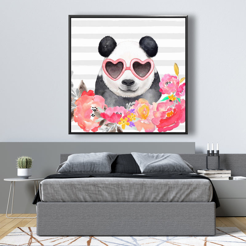 Panda With Heart-Shaped Glasses, Fine art gallery wrapped canvas 36x36