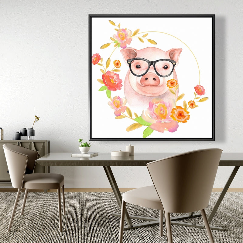 Happy Little Pig, Fine art gallery wrapped canvas 36x36