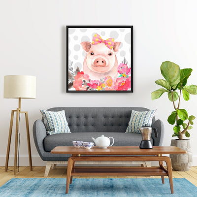 Pretty Pig, Fine art gallery wrapped canvas 36x36