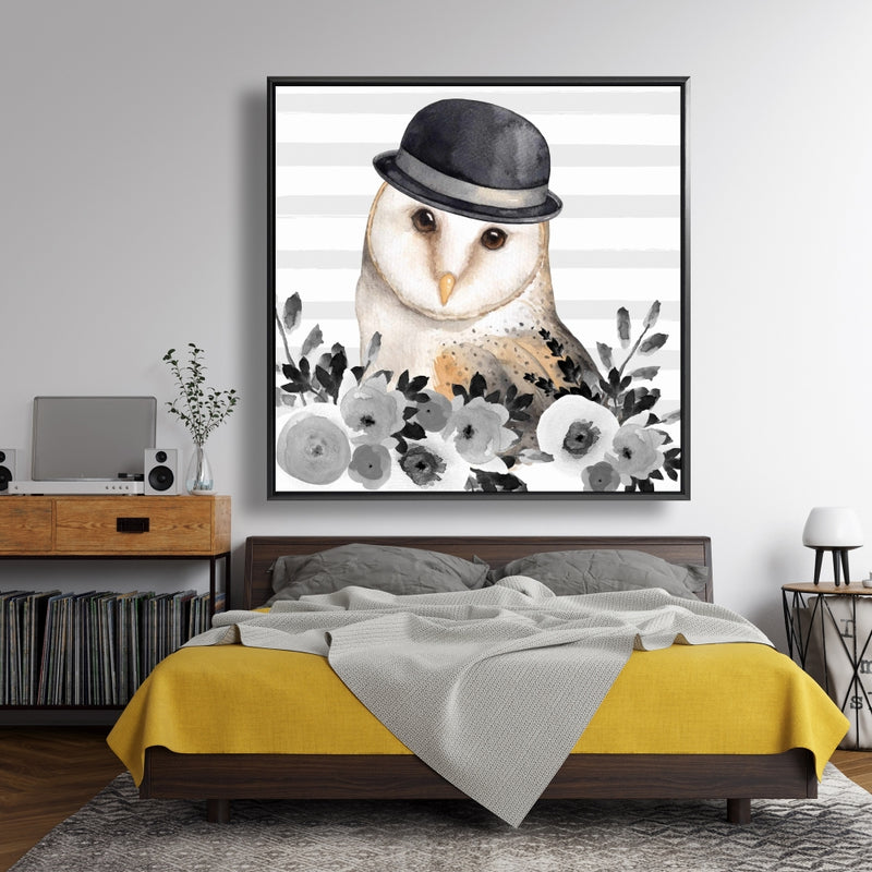 Owl Detective, Fine art gallery wrapped canvas 36x36