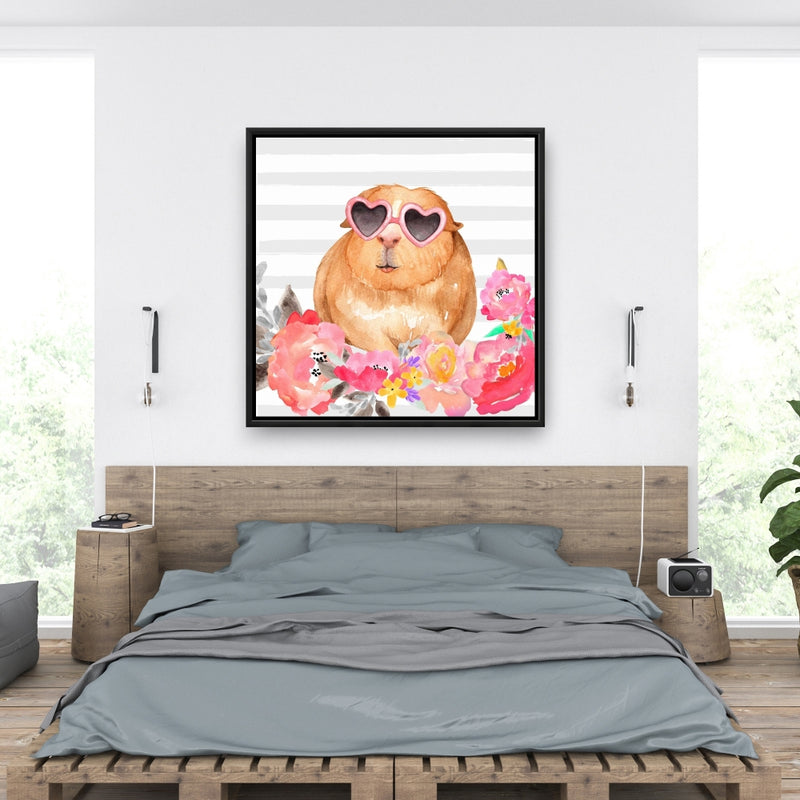Guinea Pig With Glasses, Fine art gallery wrapped canvas 36x36