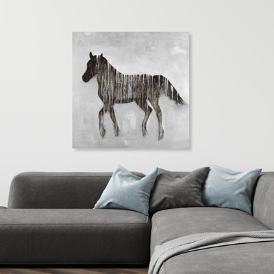Gambading Abstract Horse, Fine art gallery wrapped canvas 24x36