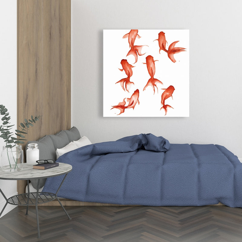 Small Red Fishes, Fine art gallery wrapped canvas 16x48