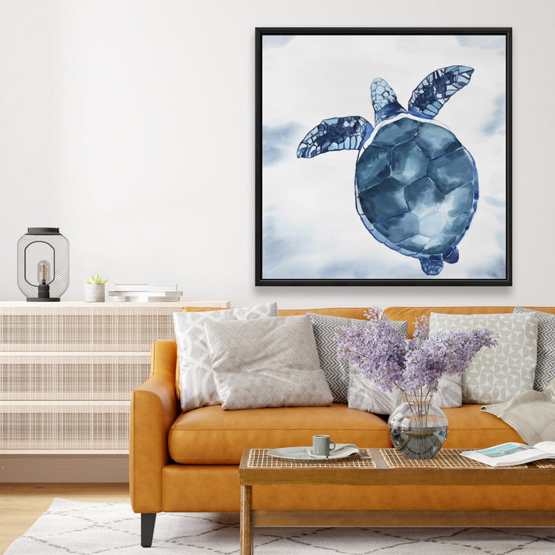 Watercolor Blue Turtle, Fine art gallery wrapped canvas 24x36