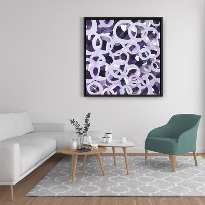 Abstract Purple Circles, Fine art gallery wrapped canvas 36x36