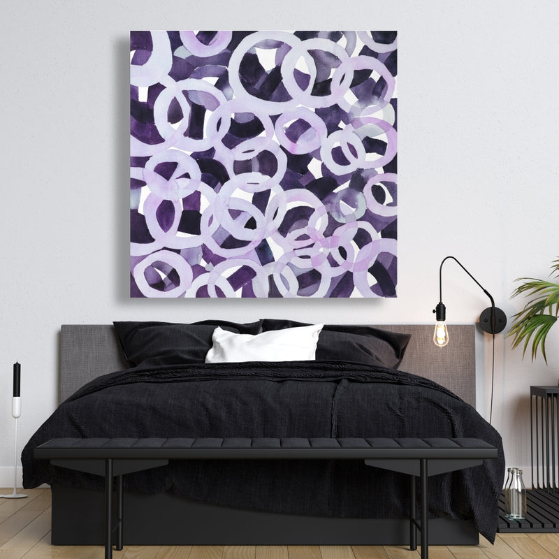 Abstract Purple Circles, Fine art gallery wrapped canvas 36x36