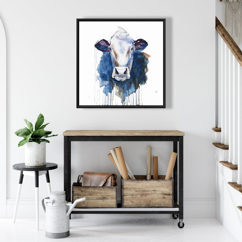Watercolor Cow, Fine art gallery wrapped canvas 24x36