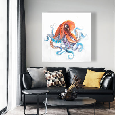 Funny Colorful Octopus, Fine art gallery wrapped canvas 36x36