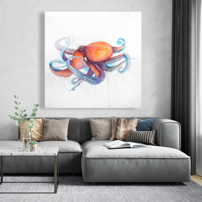 Colorful Octopus Profile, Fine art gallery wrapped canvas 36x36