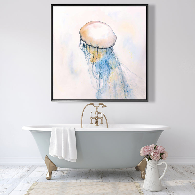 Watercolor Jellyfish, Fine art gallery wrapped canvas 24x36