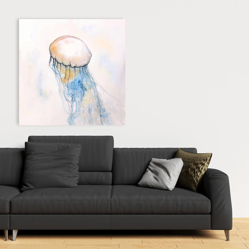 Watercolor Jellyfish, Fine art gallery wrapped canvas 24x36
