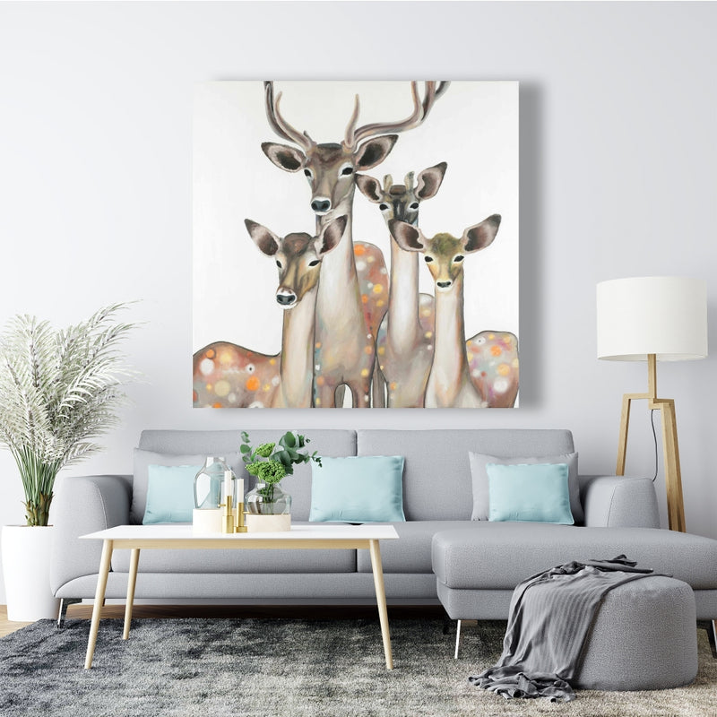 Group Of Abstract Deers, Fine art gallery wrapped canvas 36x36