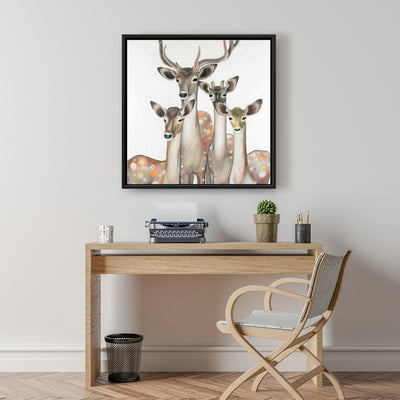 Group Of Abstract Deers, Fine art gallery wrapped canvas 36x36