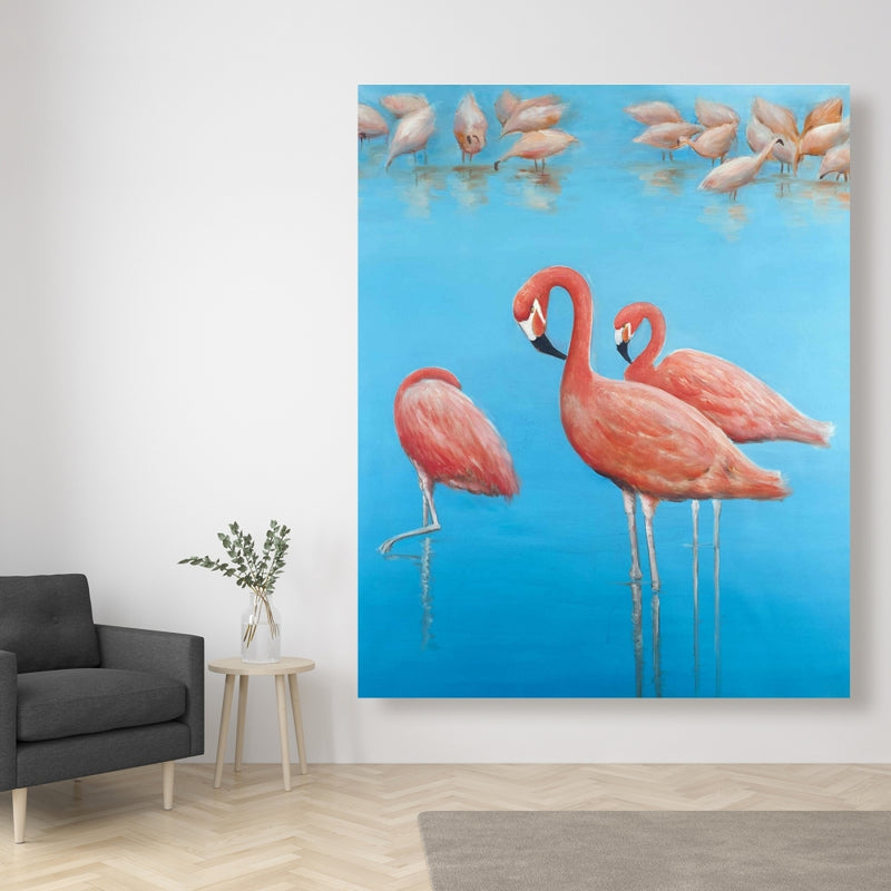 Group Of Flamingos, Fine art gallery wrapped canvas 24x36