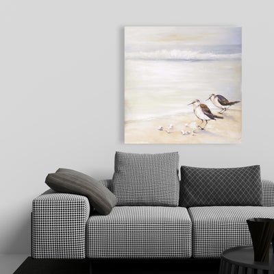 Two Sandpipers On The Beach, Fine art gallery wrapped canvas 16x48