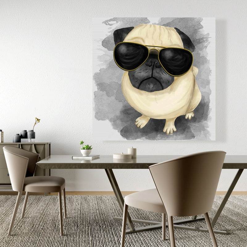 Pug With Style, Fine art gallery wrapped canvas 24x36