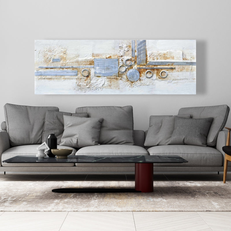 Abstract Shape With Metal Looking Finish, Fine art gallery wrapped canvas 16x48
