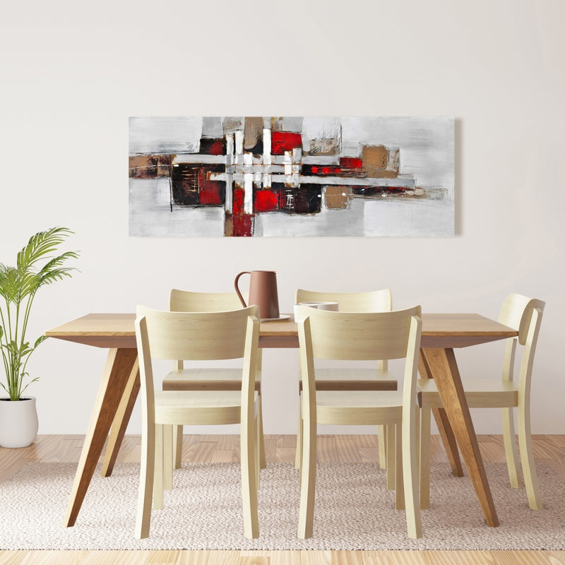 Abstract Shapes With Red Accents, Fine art gallery wrapped canvas 16x48