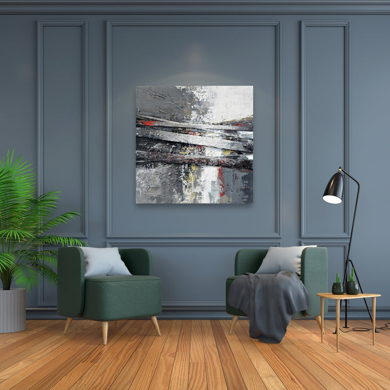 Industrial And Texturized Abstract Stripes, Fine art gallery wrapped canvas 36x36