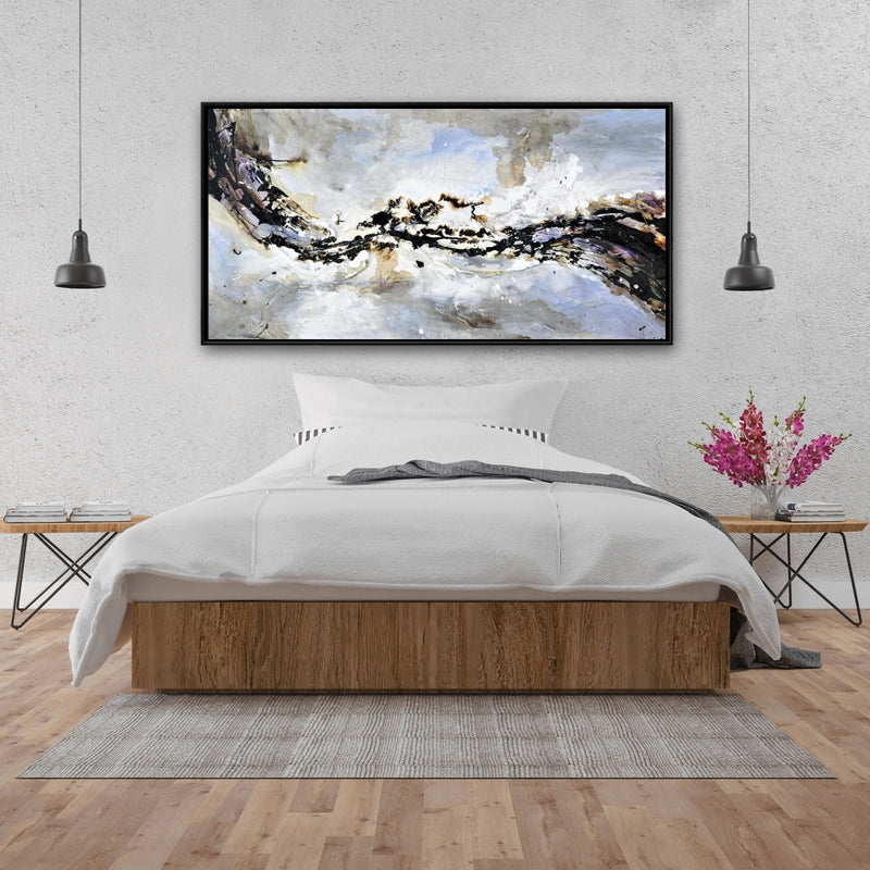 Texturized Abstract Wave, Fine art gallery wrapped canvas 16x48